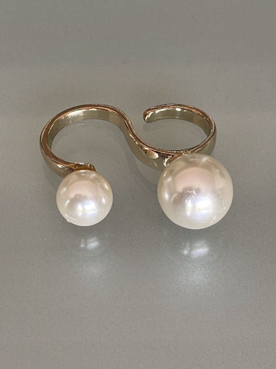 Anelli: Bague double dorée avec perles – Usato da Vuadens venduto da Nina11