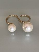 Bague double dorée avec perles