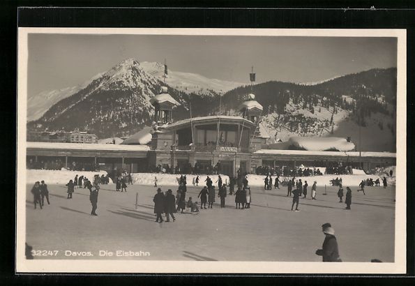 Cartes postales: Davos, Schlittschuhläufer auf der Eisba – D'occasion à Berlin par bartko-reher