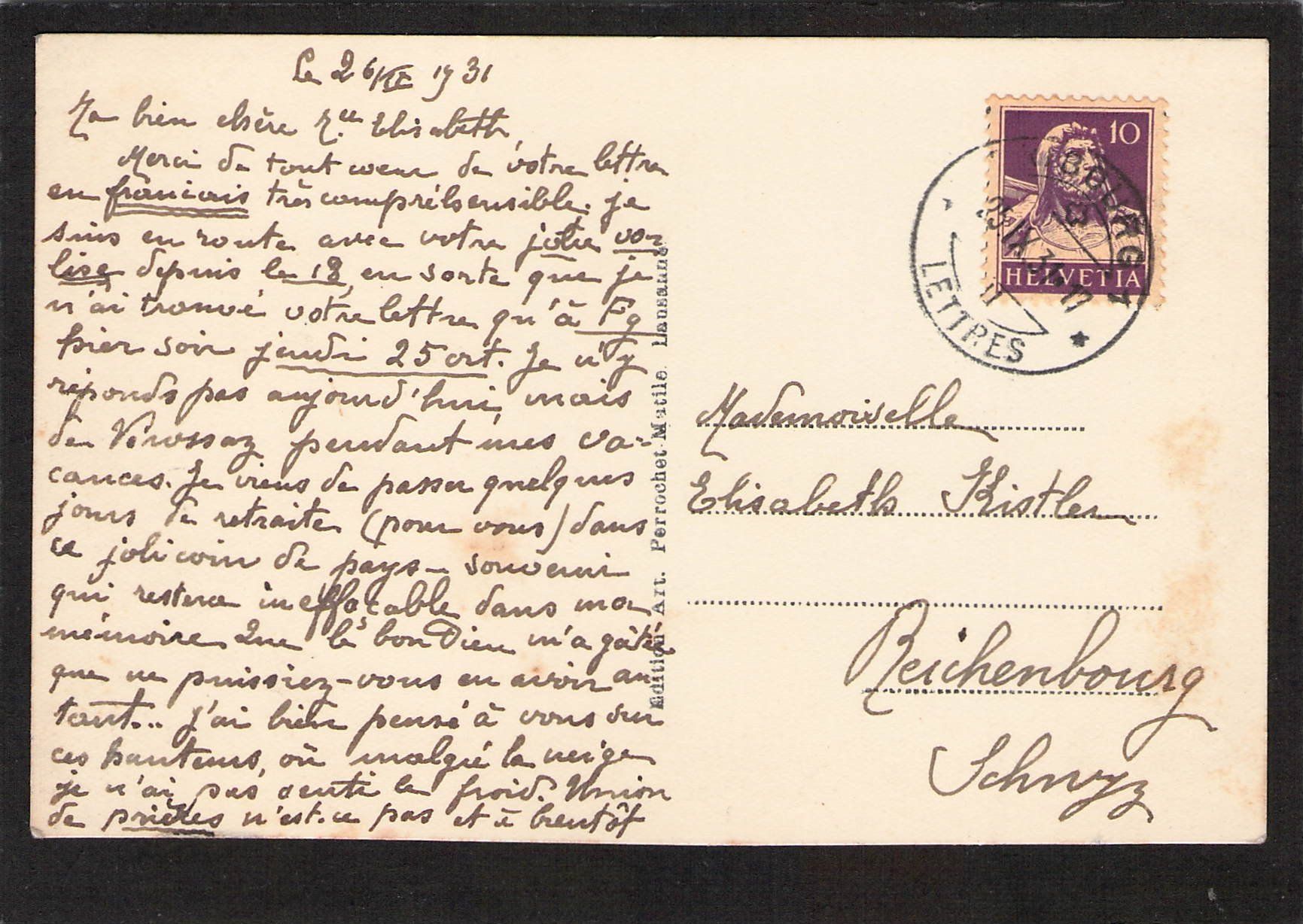 Ansichtskarten: Noirmont JU , gel. 1931 – Gebraucht aus Reichenburg von Pipo-67 1