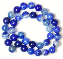 1 Strang echte natürliche blaue Achat Perlen 10 mm