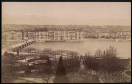 Fotografie Genf, Stadtansicht mit See un