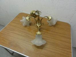 Jugendstil Deckenlampe mit drei Tulpen-Lampenschirmen