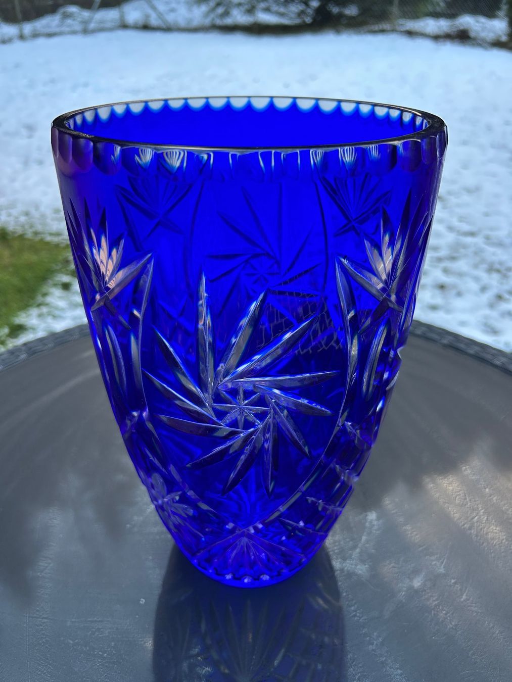 Vasi & Recipienti: Massive, kobaltblaue Bleikristall-Vase, Sternmuster – Usato da Oberwangen TG venduto da astroblackcat