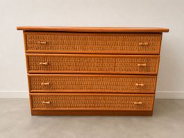Vintage Kommode mit Rattan-Fronten, Boho / Landhausstil