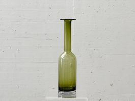Schlanke Glasvase in Olivgrün, 1970er Jahre