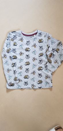 Langarmshirt grau mit Tierli, Gr. 116