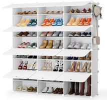 Schuhregal modular, Schuhschrank 3x8 Stufig mit Türen weiss