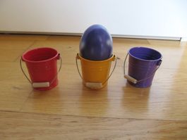 Eierbecher bunt Sujet: Blechkübel BlechEimer, 3 Stk