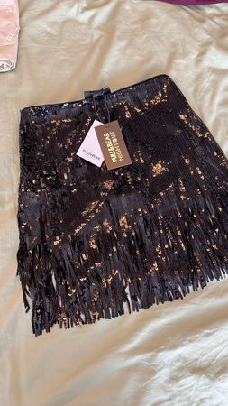 Pull&Bear Paillettenrock mit Fransen, Grösse S, neu!