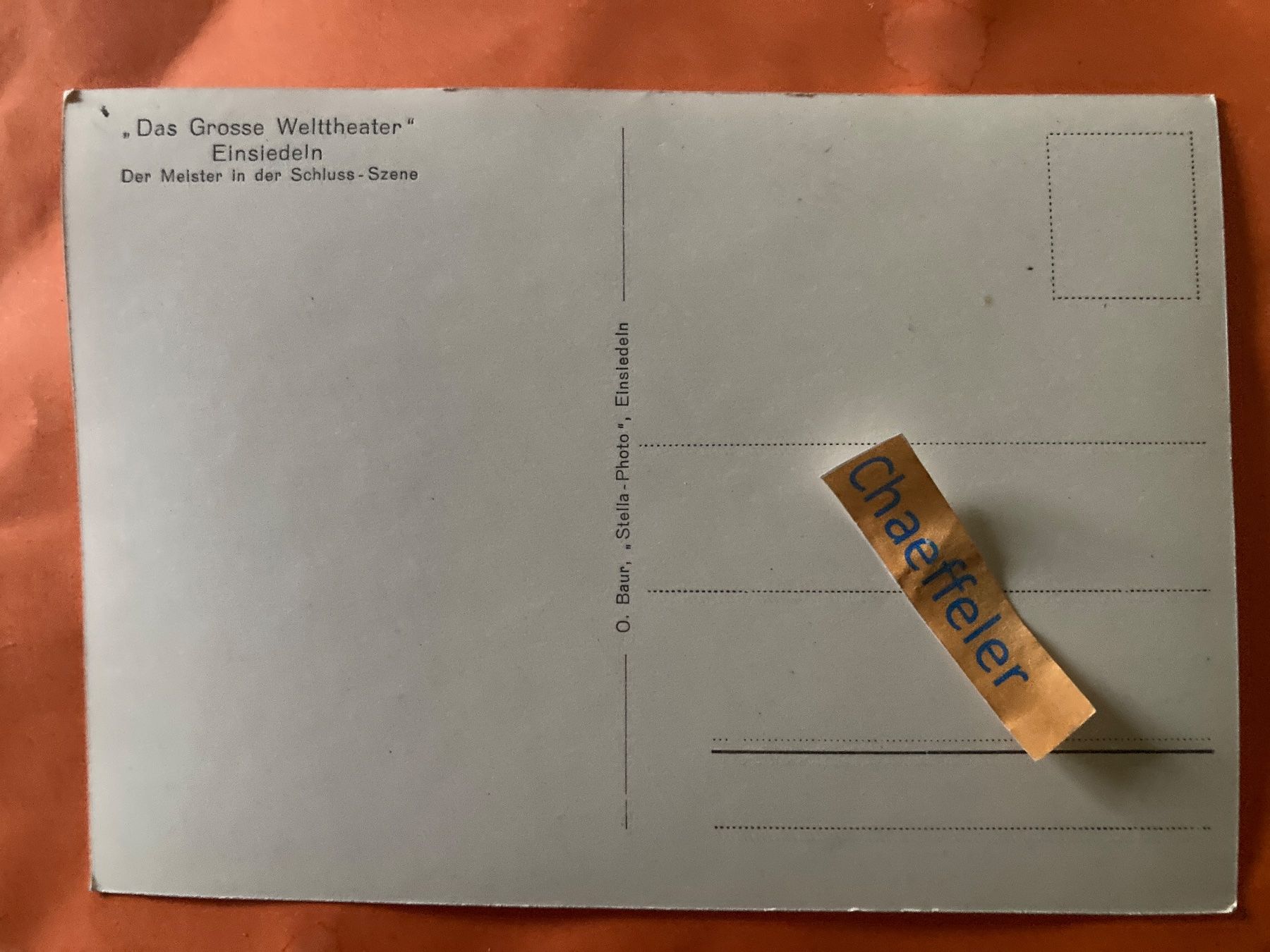 Cartoline postali: „Das Grosse Welttheater „ Einsiedeln – Usato da Zürich venduto da Chaeffeler 1