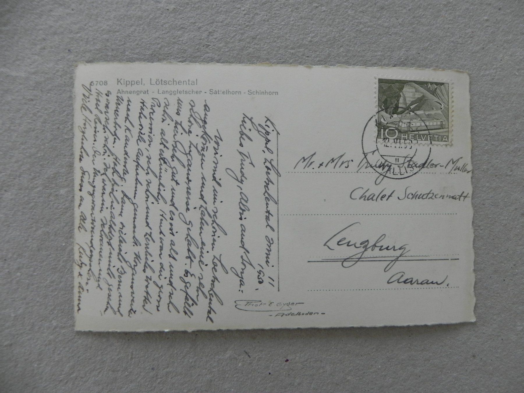 Cartoline postali: Ansichtskarte Karte Lötschental bei Blatten VS Wallis 1950 – Usato da Siebnen venduto da krimsie 1