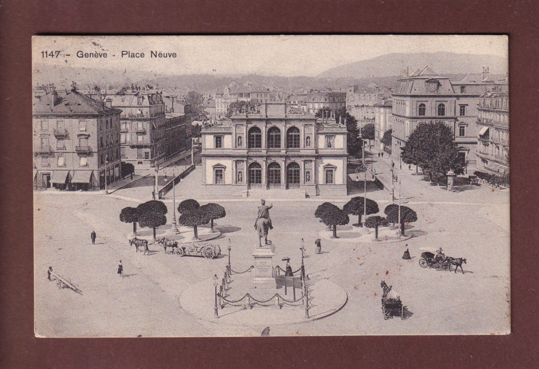 Cartoline postali: GENEVE - Place Neuve - 1910 – Usato da Pully venduto da nicecards