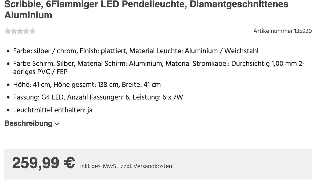 Kronleuchter & Deckenlampen: Scribble, 6Flammiger LED Pendelleuchte, Diamantgeschnittenes – Gebraucht aus Unterägeri von len_pcc5 2
