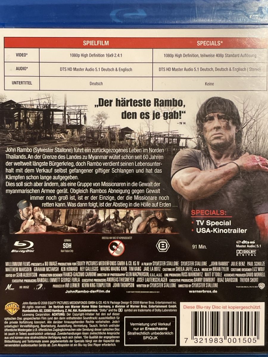Tutti i DVDs: John Rambo / Rambo 4 (2008) uncut – Nuovo (secondo la descrizione) da Waldenburg venduto da Gonzo8 1