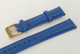 🔝⌚Nr217 Leder Uhrenband 18/16mm blau Krokooptik