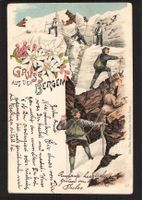 #Litho Gruss aus den Bergen , gelaufen 1899