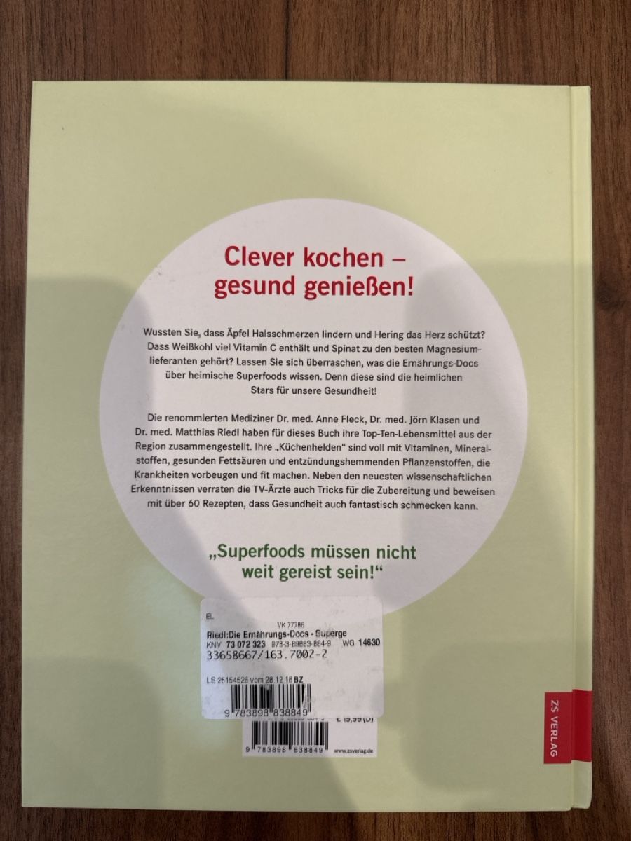 Libri: Ernährungs Docs Superfood Kochbuch – Usato da Gossau ZH venduto da Phelsuma01 1