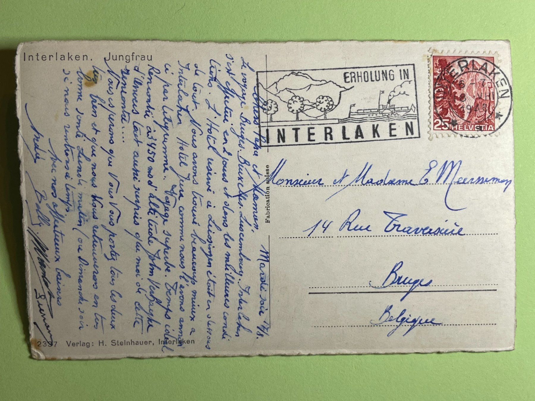 Cartes postales: Interlaken, Jungfrau - 1942 – D'occasion à Steg VS par _vinci_ 1