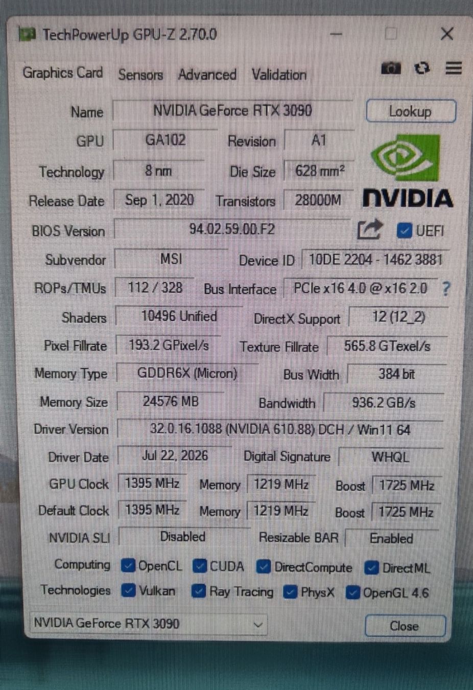 Nvidia Schede grafiche: Nvidia RTX3090 MSI Ventus 3x OC – Difettoso da Langnau am Albis venduto da lew_k2bg 1