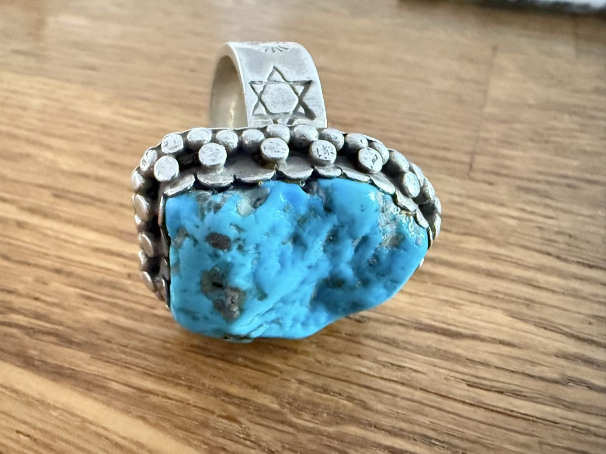 Bagues: Riesiger Silberring mit Türkis Stein.  – D'occasion à Goldach par Messerguru