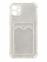 iPhone 11 Hülle mit Kartenfach & Glitzer Effekt Transparent