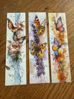 3x Lesezeichen-Buchzeichen-Schmetterlingsgarten-Blume-Freude