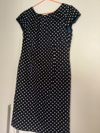 comma KLEID Gr.38/M dunkelblau/weiß gepunktet / Etuikleid