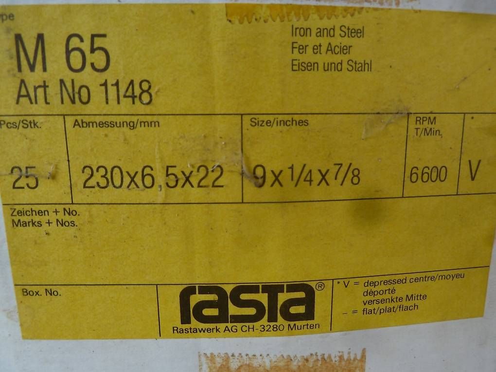 Smerigliatrici & Lucidatrici: Schleifscheibe rasta NEU Typ M65 Art.Nr. 1148 – Usato da Ueken venduto da dale02 1