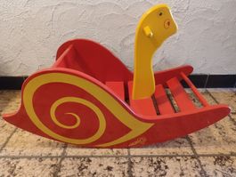 Schaukelspielzeug Schnecke aus Holz rot gelb gebraucht