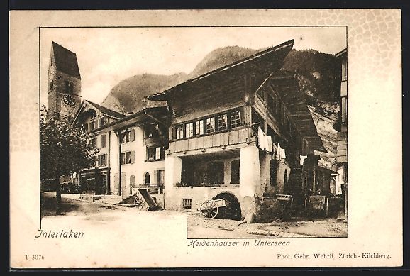 Cartoline postali: Interlaken, Heidenhäuser in Unterseen – Usato da Berlin venduto da bartko-reher