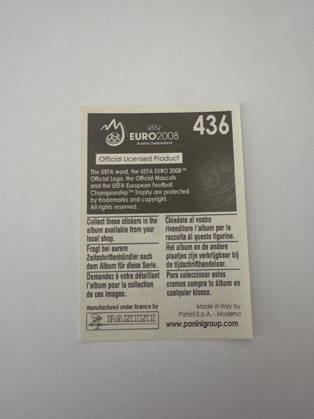 Panini Cartes à collectionner: Panini UEFA EM 2008 Sticker - Nr. 436 – D'occasion à Sulz AG par DealWerk 1