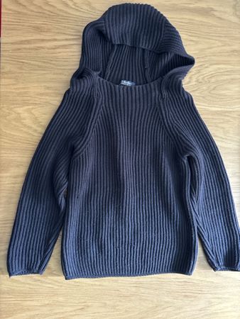 Max Mara Pull à Capuche Laine Vierge Noir Taille S