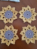 Set de 4 dessous de verre tournesol crochet
