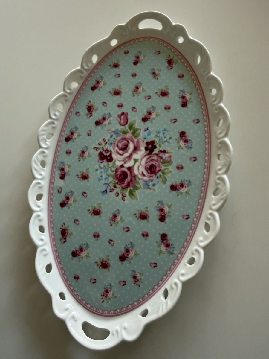 Piatti di portata: Serviertablett oval mit Rosenmuster Keramik  – Usato da Winterthur venduto da ivule2000 3