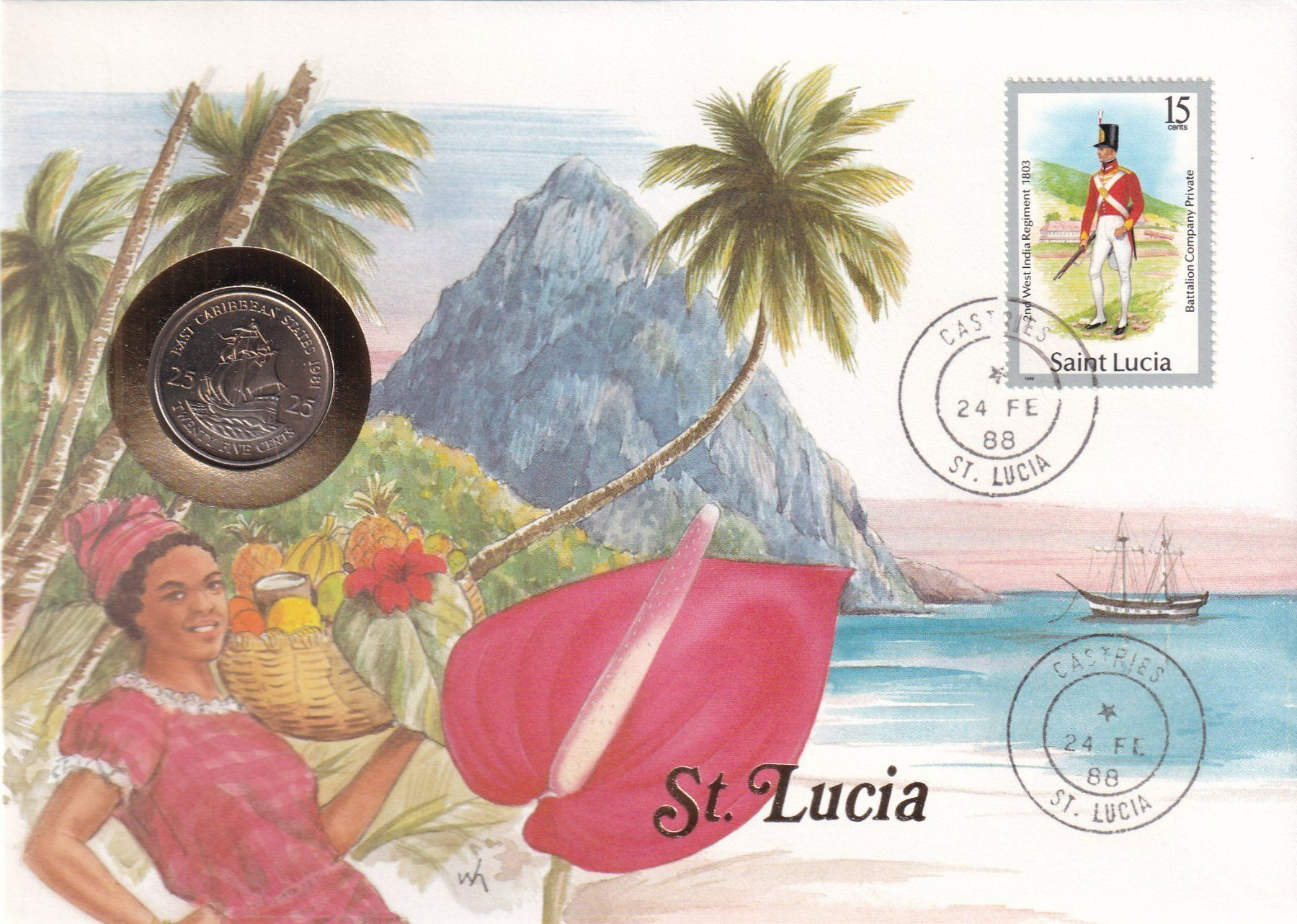 Tutti le monete: Münzbrief    St Lucia – Usato da Neuchâtel venduto da karlpierrino