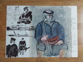 Erni Hans. Lithographie 45x63cm.