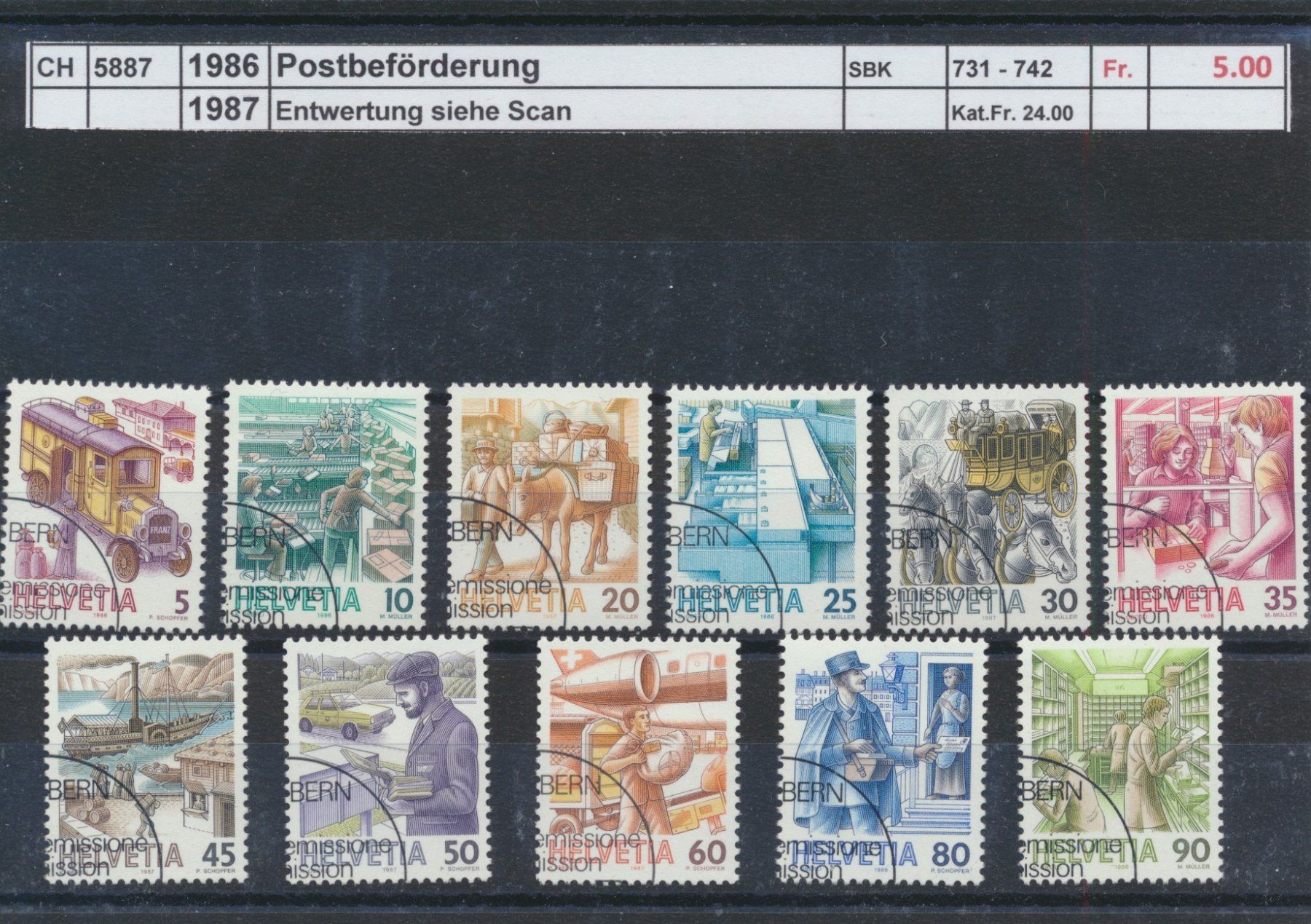 Alle Briefmarken: 1986/87 "Postbeförderung", ET - Stempel – Gebraucht aus Winterthur von Zupogeru
