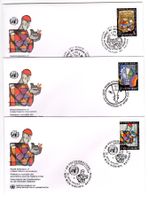 3 UNO Genf, Wien + New York FDC's ab 1 Franken