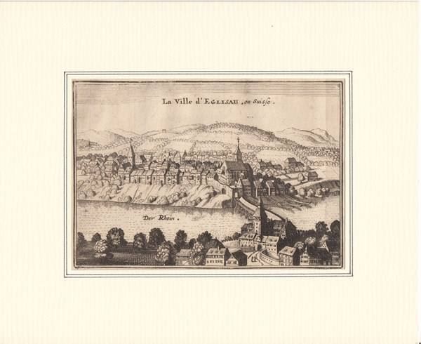 Incisioni: EGLISAU, KUPFERSTICH 1723 – Antico da Grüningen venduto da Kartensammler 1