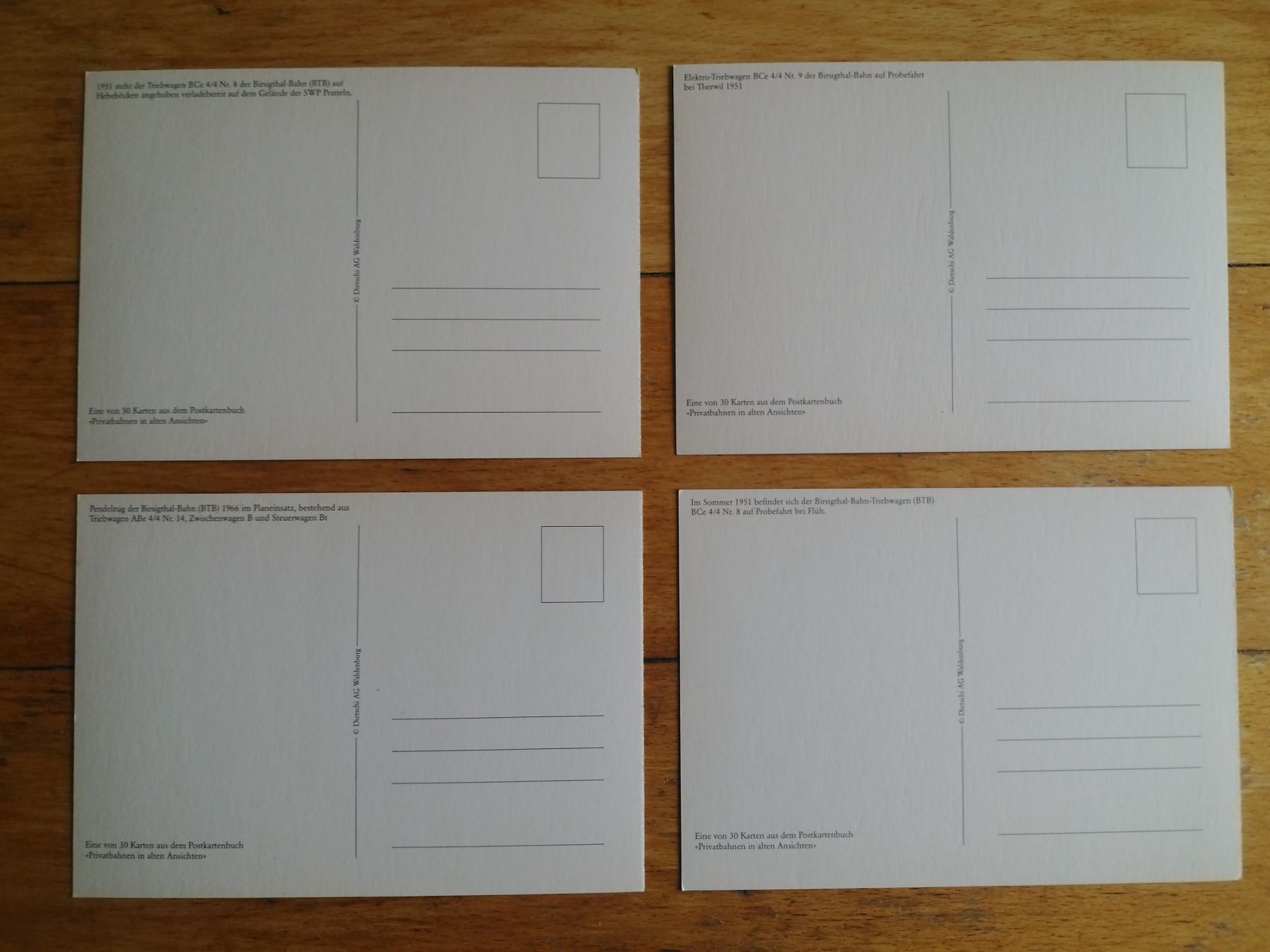 Cartoline postali: 4 AK BTB Birsigthal Bahn – Usato da Amden venduto da vipernatter 5