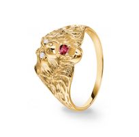 Goldring Löwe 18 Karat mit Rubin & Diamanten – Neu, ungetrag