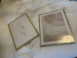 2er Set Bilder mit Goldrahmen 