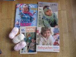 4 Strick-Hefte /  Buch für Babykleider Lang TOPP + Babygarn