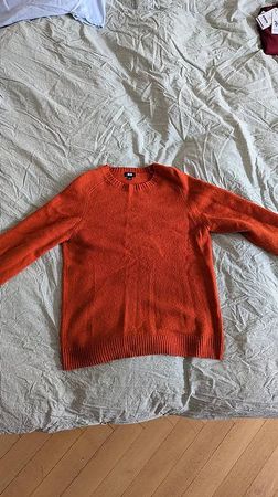 Uniqlo Unisex Sweater Orange, 100% Wool/Laine Size M