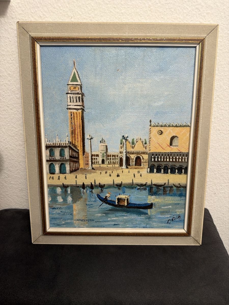 Dipinti: Ölgemälde Venedig Markusplatz mit Gondel im Rahmen – Usato da Meilen venduto da inanilus93