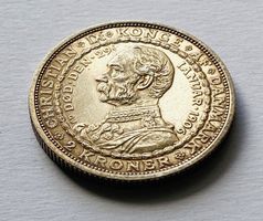 1906 Silber Münze Dänemark 2 Kroner Auflage nur 0.151 Mio ++