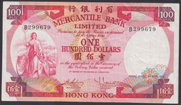 Hong Kong 100 Dollars 1974 Mercantile Bank