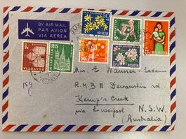 Luftpostbrief mit Pro Juventute Marken 1962