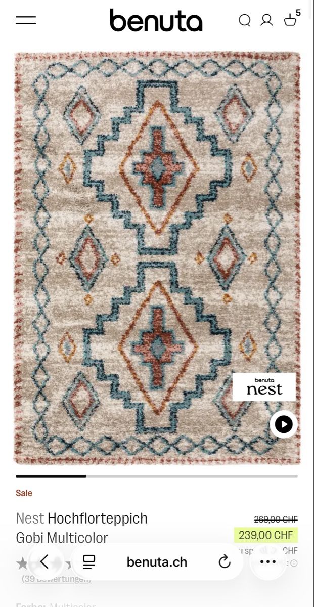 Tappeti: Benuta Nest Hochflorteppich Gobi Multicolor  – Usato da Basel venduto da wic_f7cf